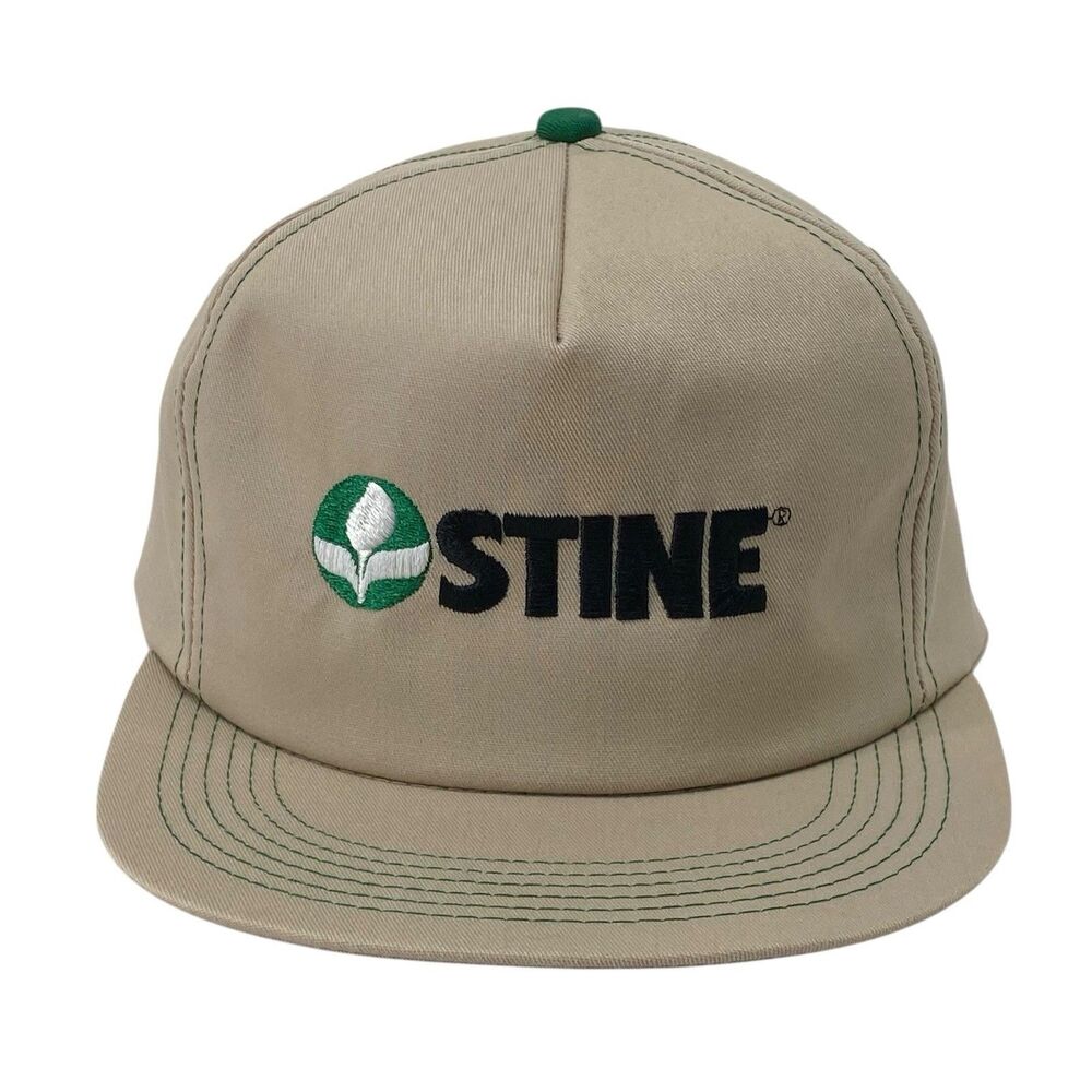 Vintage K-Products Stine Soybean‎ Seeds Mesh Back Snapback Trucker Hat Tan